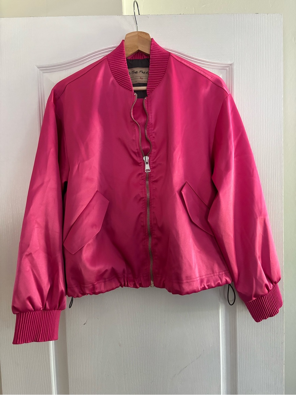 We The Free Hot Pink Satin Bomber Jacket— MINT condition